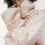 ZARA  Limited Edition wool mohair blend beaded turtleneck sweater in an oatmeal Photo 1