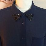 Moon Collection  Navy blue blouse black gem collar‎ Photo 3
