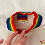 Unif The most desired  rainbow trim mock neck crop top knit sweater Photo 3