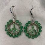 Handmade Aventurine Wire Wrapped Peace Sign Earrings Photo 0