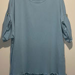 We The Free - Oversized Blue Mini Dress Tunic Top Ruffle Hem- Size L Photo 0