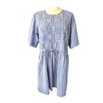 Apiece Apart  Adorna Smocked Striped Cotton Mini Dress Blue White Size Medium Photo 2