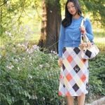 LISA SAYS GAH! Sandy Bow Plaid Midi Skirt Size XS NEW NWOT Red Photo 1