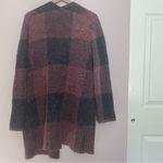 Cotton Emporium  Red and Black Buffalo Plaid Long Open Cardigan Photo 5