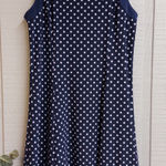 CHAPS Navy and White Polka-Dot Dress Photo 0