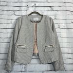 Katherine Barclay Striped Open Front Blazer Jacket Black White Women’s L Neutral Photo 5