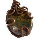 Wire Wrapped Copper Stone Pendant Necklace Charm Boho Jewelry Handmade u Brown Photo 1