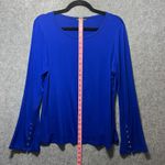 Jeanne pierre Blue Bell Sleeve Top Button Cuff Stretch Knit Scoop M Photo 2