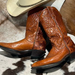 Vintage Real Leather Cowboy Boots Festival Rave Burning Man B22 Brown Size 6.5 Photo 0