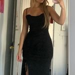 ZARA Black Ruched Slit Midi Dress Photo 1