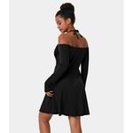 Halara  Off Shoulder Halter Backless Thumb Hole Mini Dress Black S Photo 1