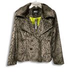 BKE Jacket Womens L Animal Print Faux Fur Gray Peacoat Double Breasted Cheetah Photo 10