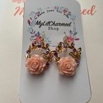 Handmade Pink Flower Charm Drop Earrings  Photo 0