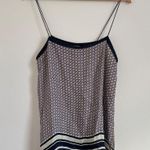 Vince  Silk Border Camisole Size Large Top Geometric Print Blue Blouse Photo 1
