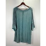 POL ‎ Long Time Coming Teal Shirt Teal V-neck Oversized Tunic Women's Small Photo 7