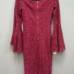 Bardot Solange Corded Lace Sheath Dress Long Sleeve in Burgundy 4 Photo 7