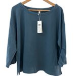 Eileen Fisher Diagonal Eco Ballet Knit Box Top Blue Size Large Photo 1