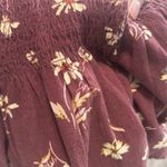 Madewell Red Smocked Top Floral Peplum Blouse with Balloon Sleeves Lucie Photo 5