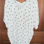 Lush Clothing Lush White Top with Purple and Black Accents Large Photo 0