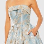 Mac Duggal  20726 Blue Strapless Brocade Midi Dress with Pockets Photo 5