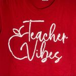 Gildan Red Crew Neck “Teacher Vibes” Short Sleeve Tee M Photo 4