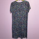J Jill Short Sleeve Midi Shirt Dress Women Size M Navy Floral Casual Stretch Blue Size M Photo 6