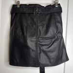 Free People  Size 27 Faux Black‎ Leather High Rise Mini Skirt Photo 4