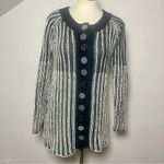 Pure Handknit Artisan Stripe Cotton Cardigan Sweater | Small | Neutral Style Black Photo 2