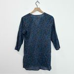 Roller Rabbit Blue Floral Kurta Tunic Top 3/4 Sleeve Boho Resort Wear size Small Photo 1