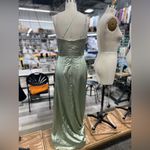 Stretch Satin Column One Shoulder Sleeveless Bridesmaid Dress 8 Green Photo 6