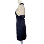 NWT Lelis Collection Women's Navy Blue Satin Lined V Neck Halter Dress Size S Photo 2