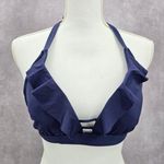 Kona Sol  Blue Padded Tie Ruffle Bikini Top Swimwear Medium Photo 0