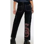 Urban Outfitters BDG Sz 27 Black Denim Relaxed Skate Utility Cargo Jeans Woman Photo 1
