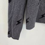Wooden Ships  Lightning Bolt Jacquard Knit Wool & Mohair Blend Sweater Gray S/M Photo 5