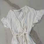Amiani NWT Asymmetrical Ruffle Sleeve Tie Front SwimSuit CoverUp Womens XL White Photo 2