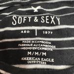 American Eagle  Outfitters Black and White Fitted Ribbed Long Sleeve Tee Photo 3
