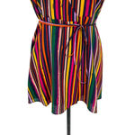 Tularosa Maud Wrap Dress Cherry Red Multi Rainbow Stripe Size Medium Photo 4