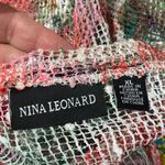 Nina Leonard Floral Open Knit Cardigan Red Green Button Front Lightweight Topper Photo 2