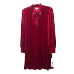 Calvin Klein  Women's Size 6 Red Velvet Tie Long Sleeve A-Line Cocktail Dress NWT Photo 1