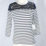 Forever 21 NWT Navy and White Stripped 3 Quarter Length Top Coastal Grandma Hamptons Prep Photo 0