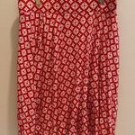Boden Edie Jersey Swing Skirt w Pockets Red Pink Geometric Size 8 LONG Photo 3
