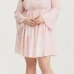 Torrid Mini Challis Off the Shoulder Dress 0 Pink Tie Dye Bell Sleeves Skater Photo 0