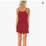 Woman’s Loose V Neck Spaghetti Strap Embroidered Short Rompers Jumpsuit Size L Photo 4