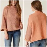 Free People Cuddle Up Peachy Pink Oversized Chunky Knit Mockneck Sweater Photo 1