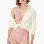 J.Crew Eco Plunge V-Neck One-Piece Swimsuit in Beach Paisley Photo 1