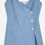 Topshop Chambray Denim Mini Dress Pin Striped Button Cami Wrap 6 Women Blue Photo 1
