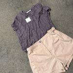 ZARA charcoal gray k crewneck short sleeve sheer slightly cropped sweater Photo 8