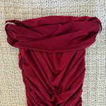 Elegant Burgundy Bodycon Spaghetti Ruched Mini Dress Party Sexy Going Out Small Red Photo 4