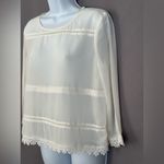 Mango MNG by Sheer Lace-Trim Ivory Blouse (1078) Photo 4
