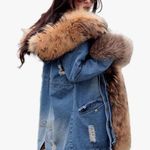 Penny Lane Coat Denim Jacket Parka w/Faux Fur Trim Y2K XL 1X 2X 3X 3XL Brown Photo 0